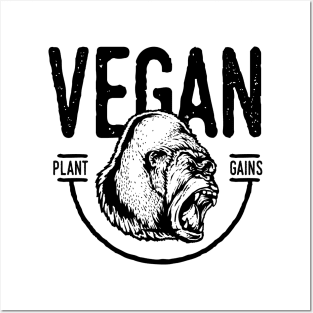 Vintage Vegan Gym Gorilla Posters and Art